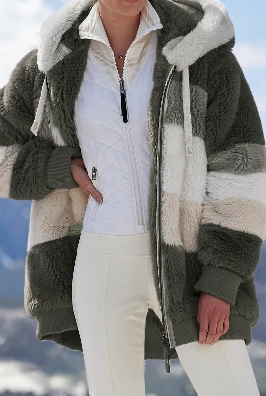 Thermal Jacket in Colour Block Faux Fur, Winter Jacket 8
