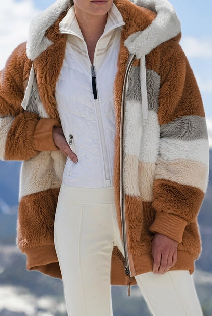 Thermal Jacket in Colour Block Faux Fur, Winter Jacket 9
