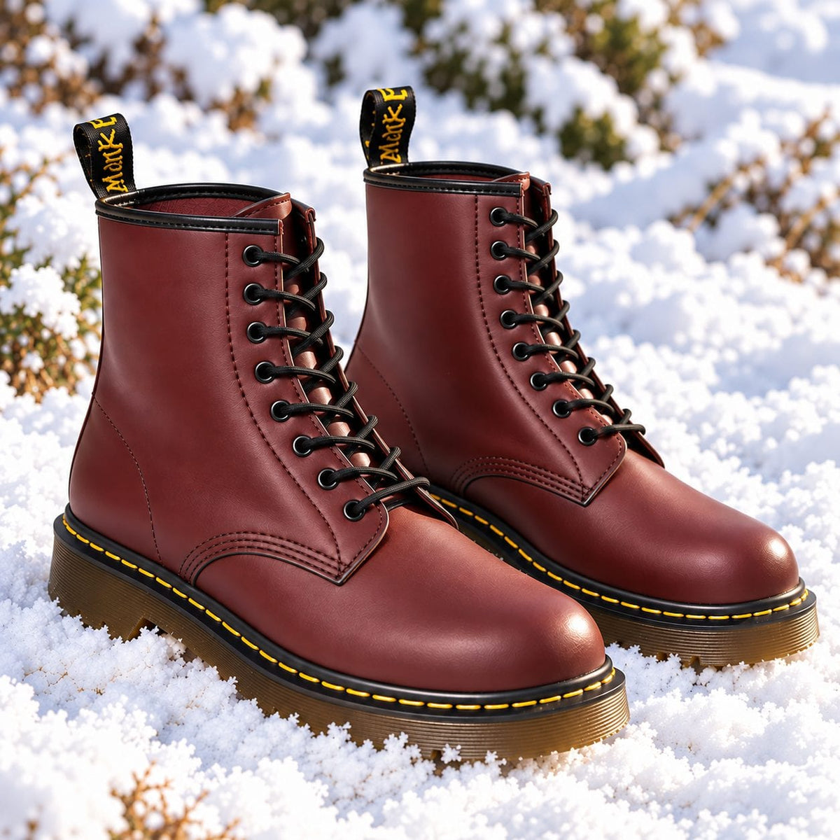 Burgundy leather lace-up boots 6