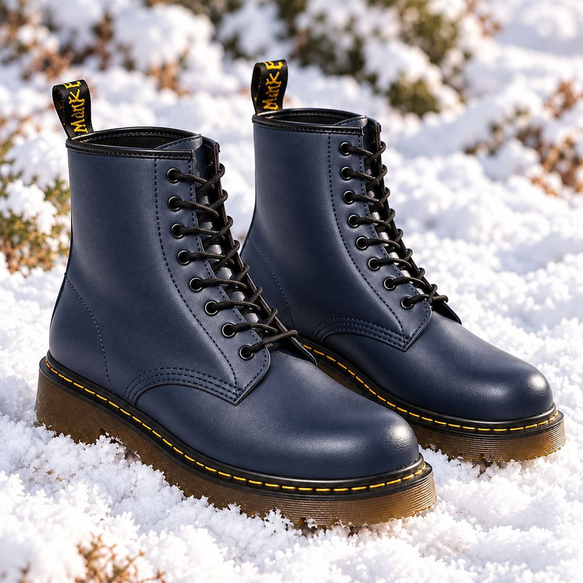 Blue leather lace-up boots 7