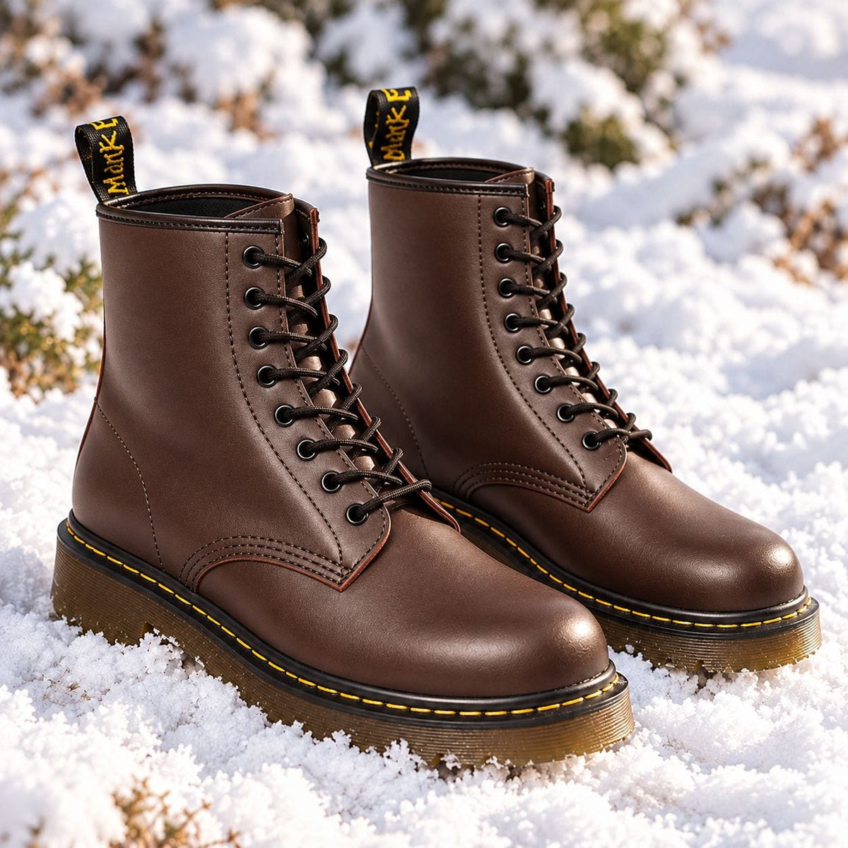 Brown leather lace-up boots 8