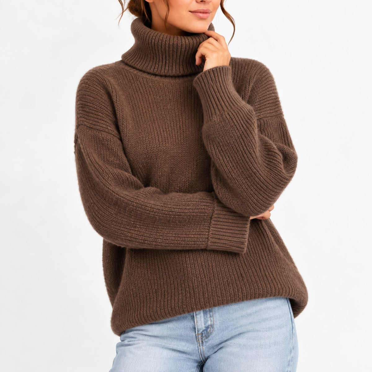 Waffle Knit Turtleneck Sweater, Oversized Winter Jumper 7