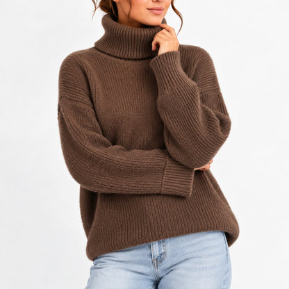 Waffle Knit Turtleneck Sweater, Oversized Winter Jumper 7