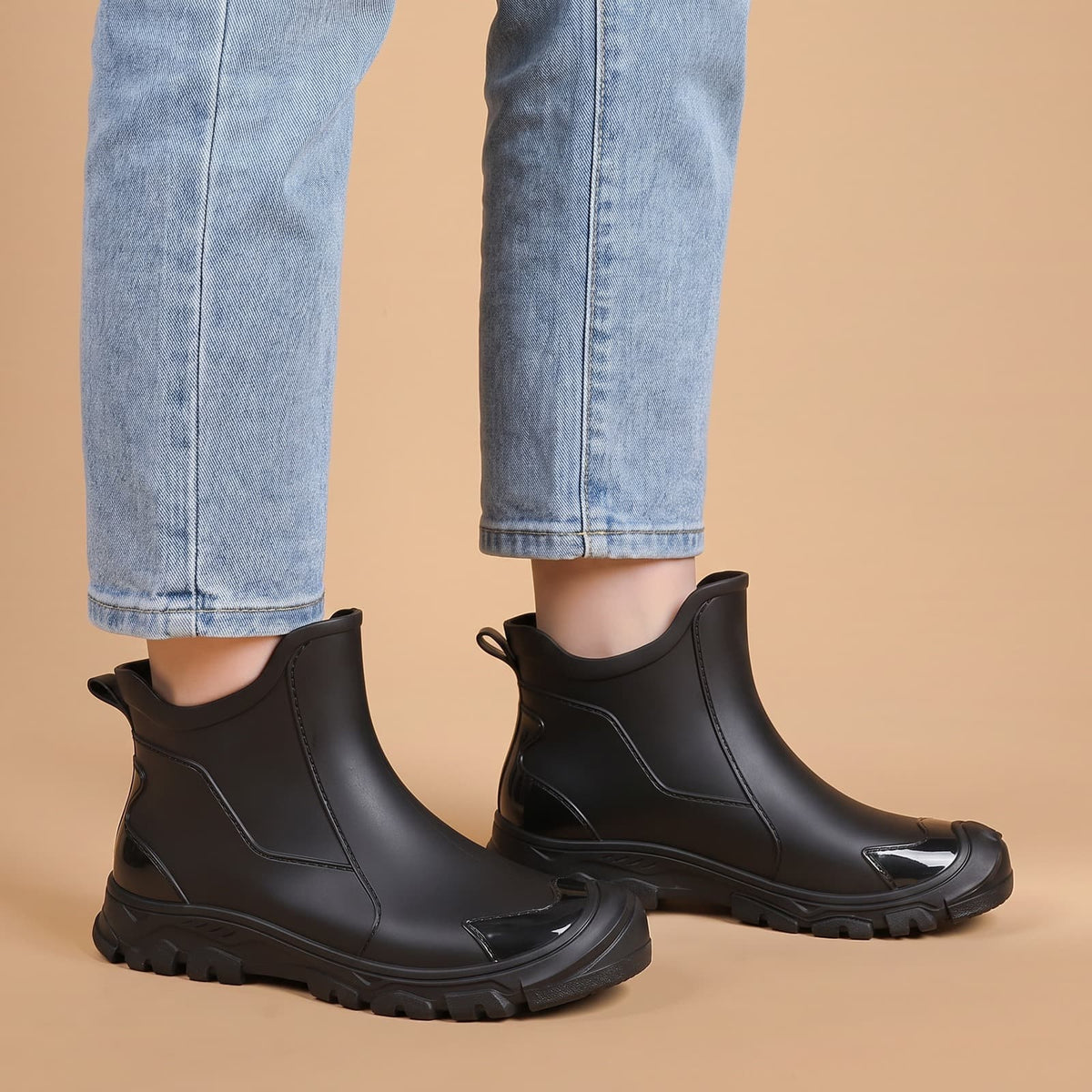Waterproof Ankle Rain Boots with Anti Slip Sole, Slip On 1