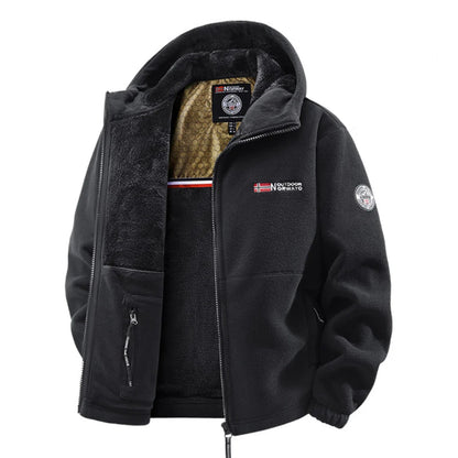 Black winter comfort fleece jacket with hood 6