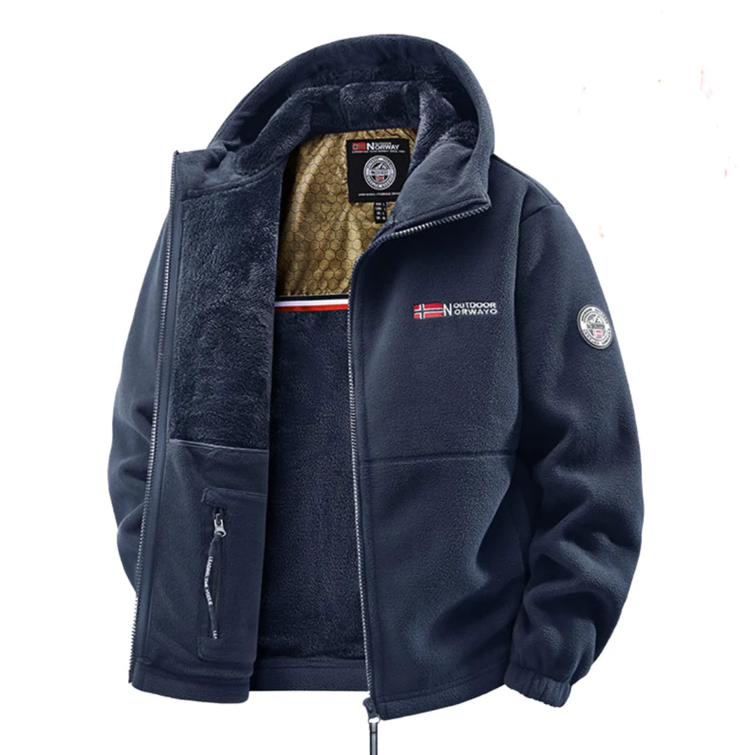 Navy winter comfort fleece jacket with hood 7