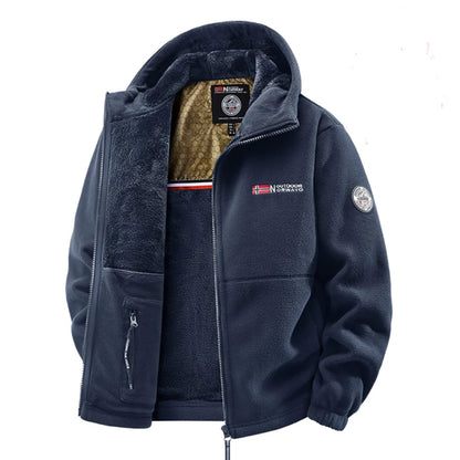 Navy winter comfort fleece jacket with hood 7