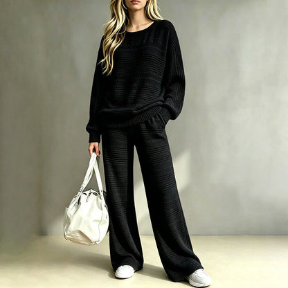 Winter Loungewear Ribbed Knit Set, Relaxed Two Piece Set 3