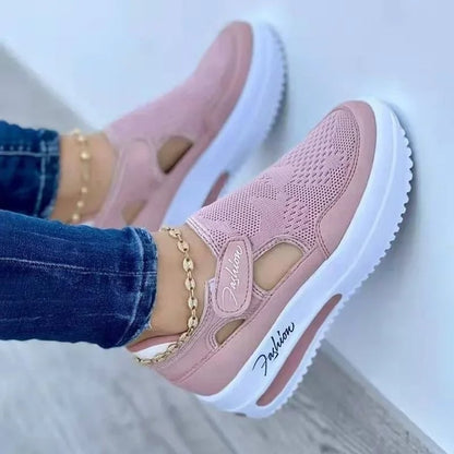Pink breathable slip on shoes with arch support 1