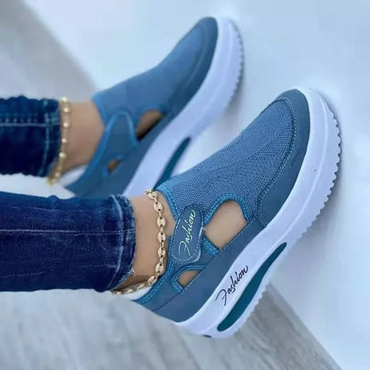 Blue breathable slip on shoes with arch support 4