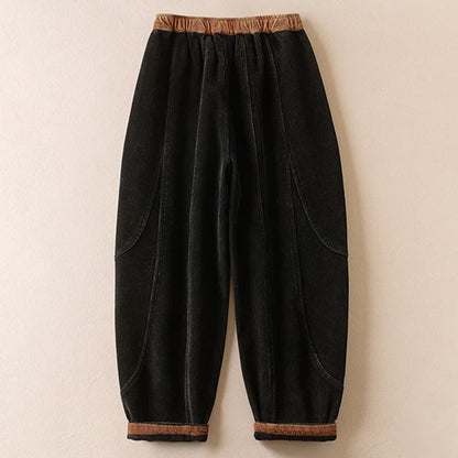 Black corduroy harem pants, side view 6