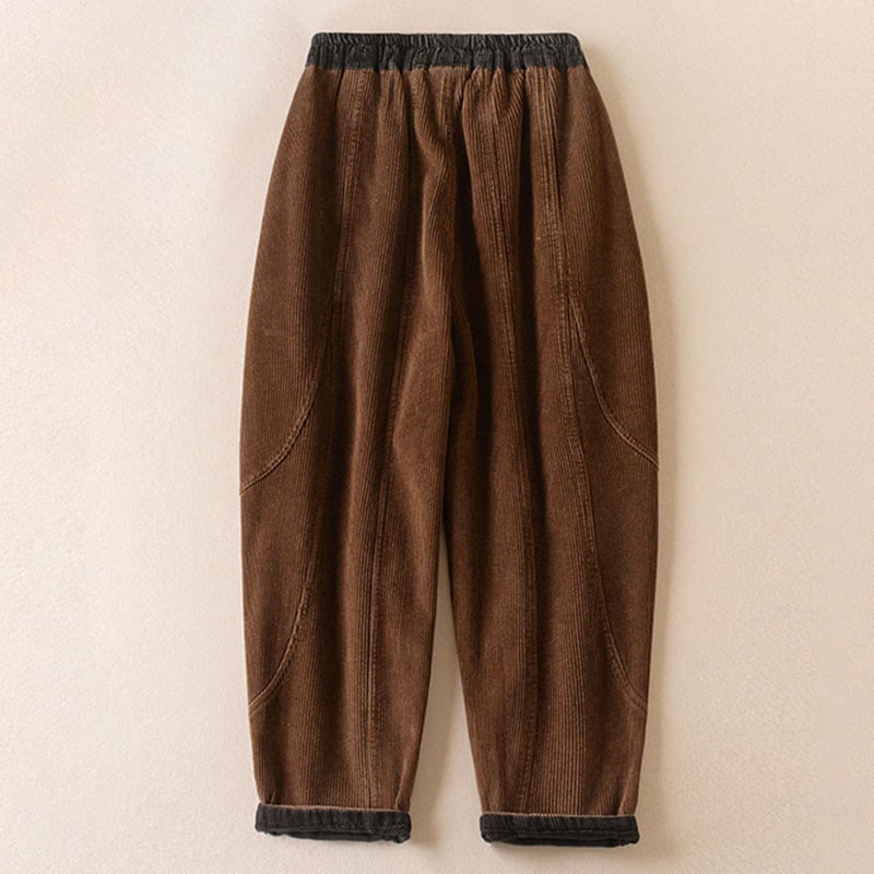 Saddle brown corduroy harem pants, side view 8