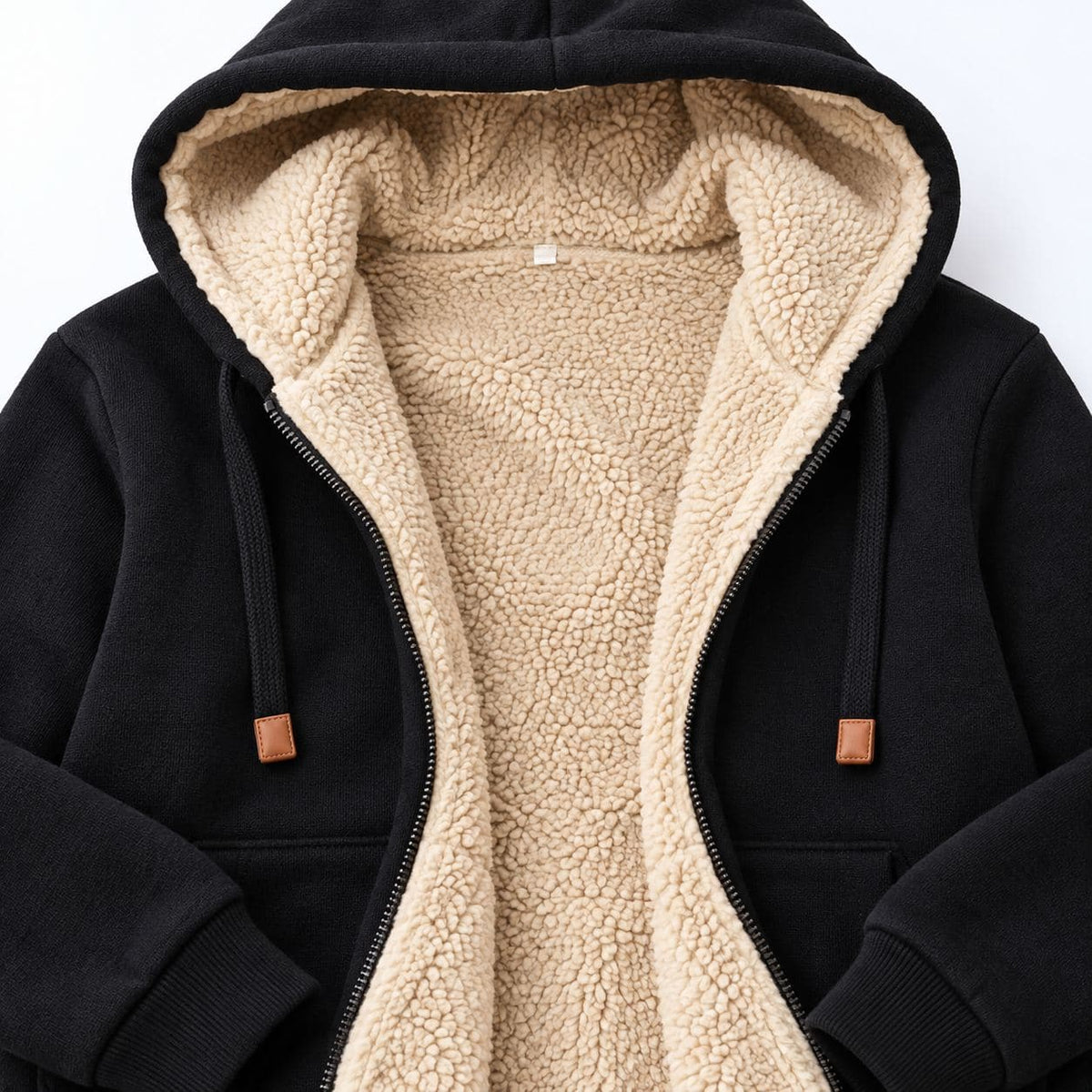 Close-up of the soft sherpa lining inside the hood 4