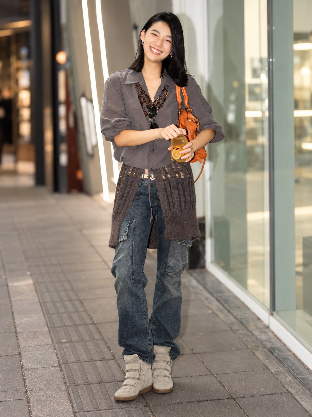 Beige hidden wedge sneakers styled for the street 10