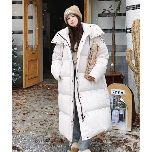 Women's Long Puffer Jacket, Hooded Quilted Winter Jacket with Loose Fit
