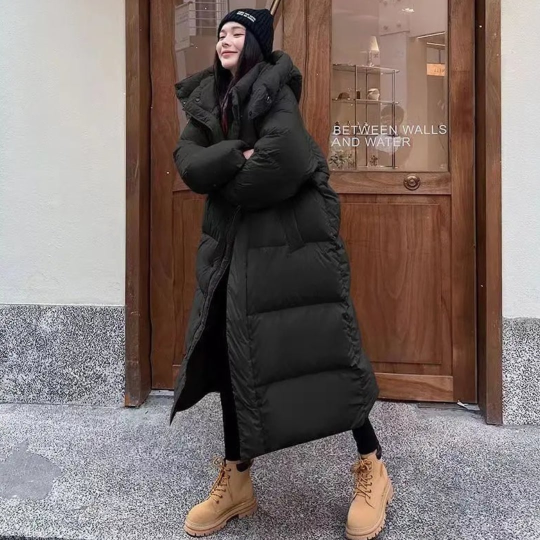 Long Puffer Jacket for Women, Hooded Quilted Winter Jacket 1