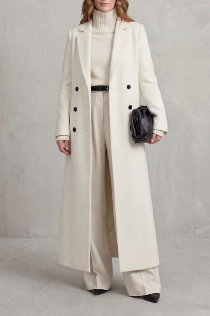 White long tailored double-breasted coat 10