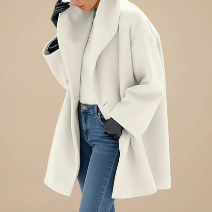 White A-line winter coat with wide collar 3