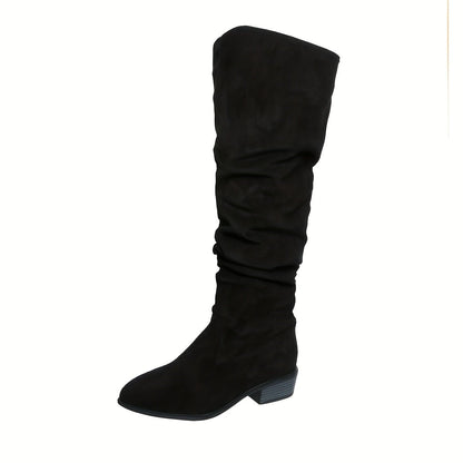 Black over-the-knee boot with block heel 5