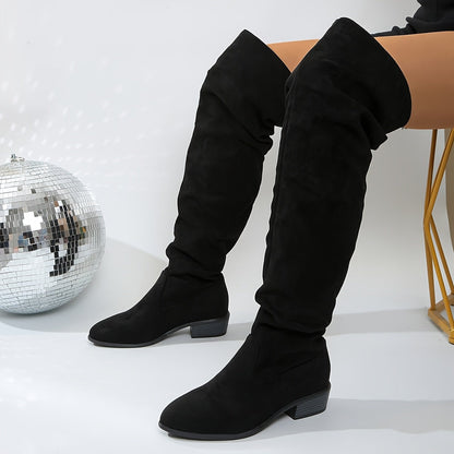 Black over-the-knee boots, worn 6