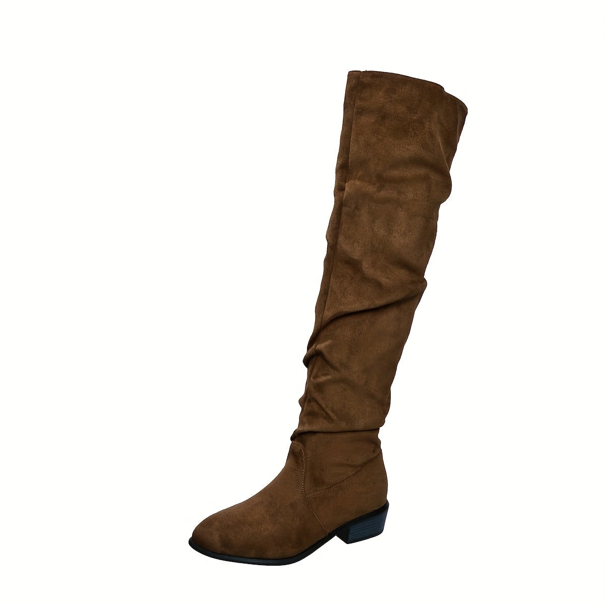 Brown over-the-knee boot with block heel 7