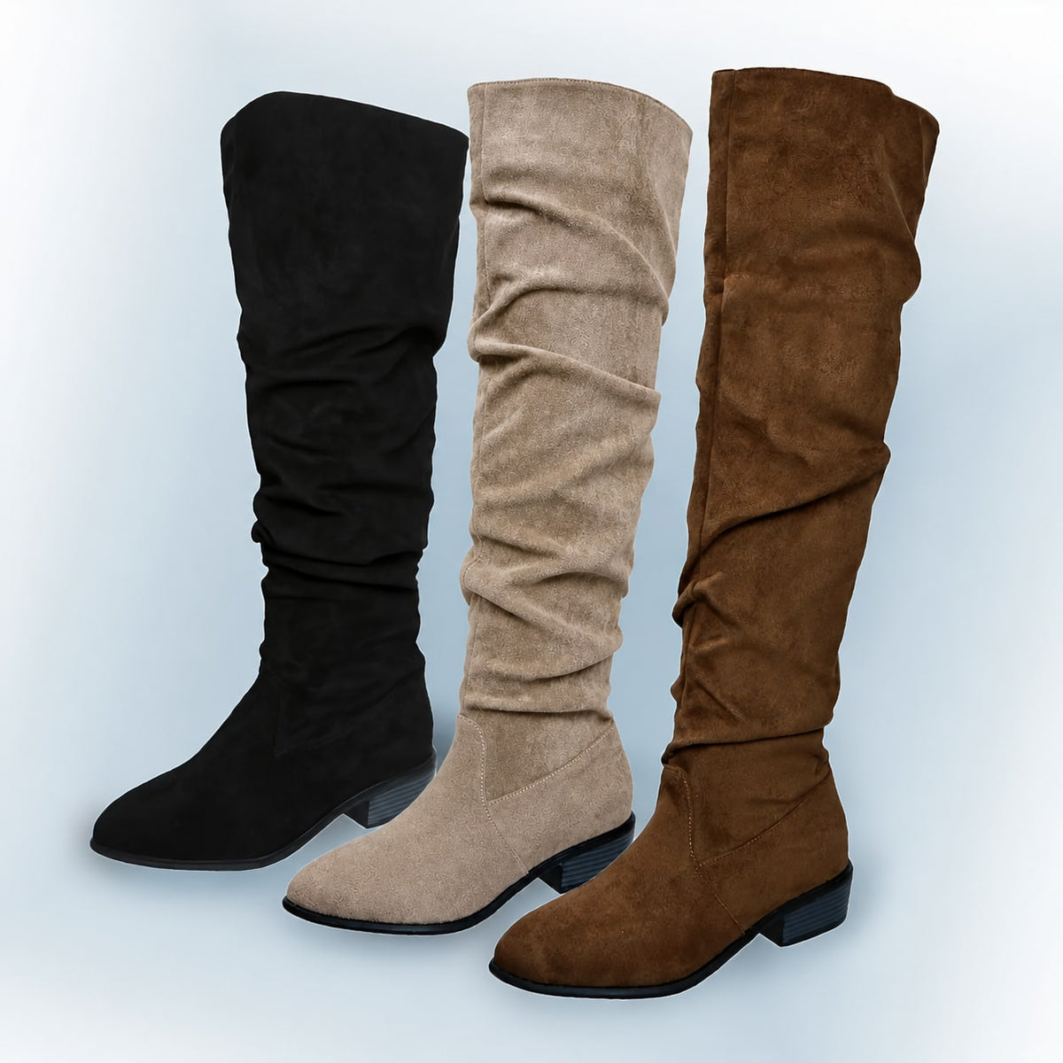 Over-the-knee boots in black, grey and brown 10