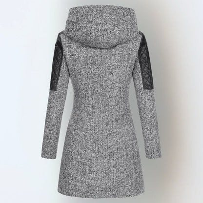 Light grey winter jacket, back view with hood 7