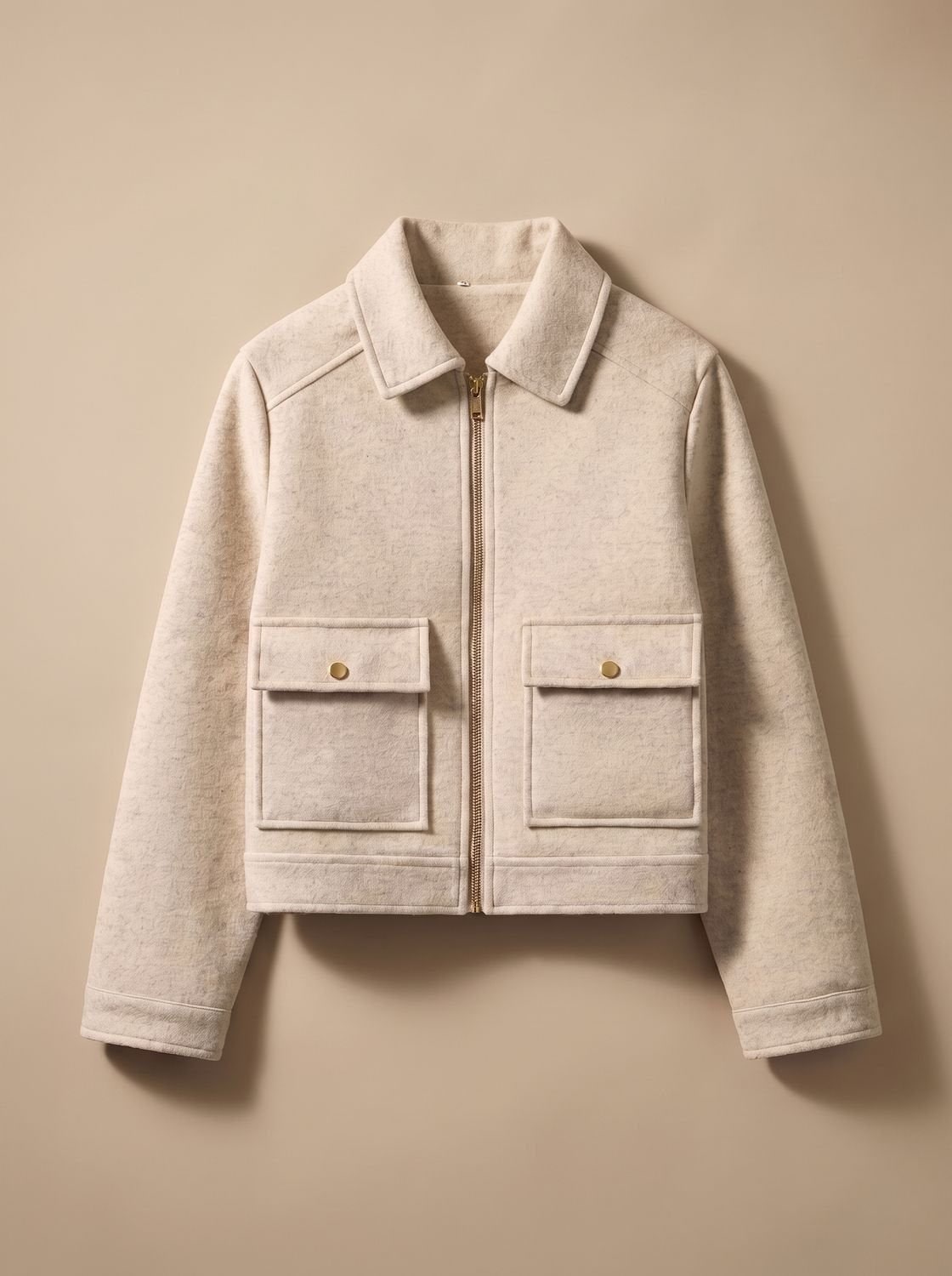 Khaki short coat with flap pockets 3