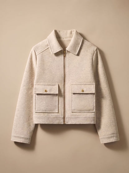 Khaki short coat with flap pockets 3
